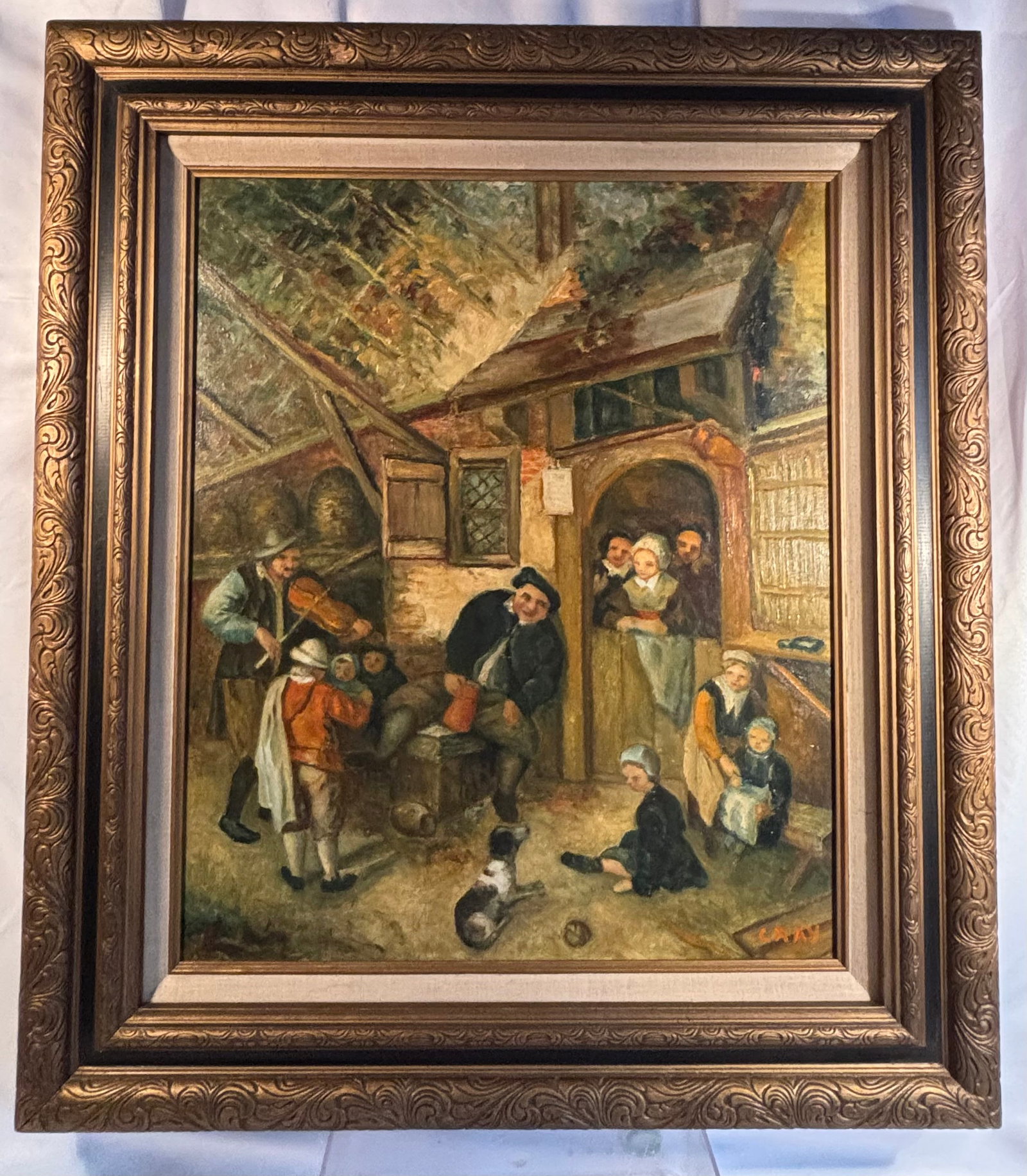 Cray, After Adriaen van Ostade, “The Fiddler,?? Oil on Canvas (1 of 10)