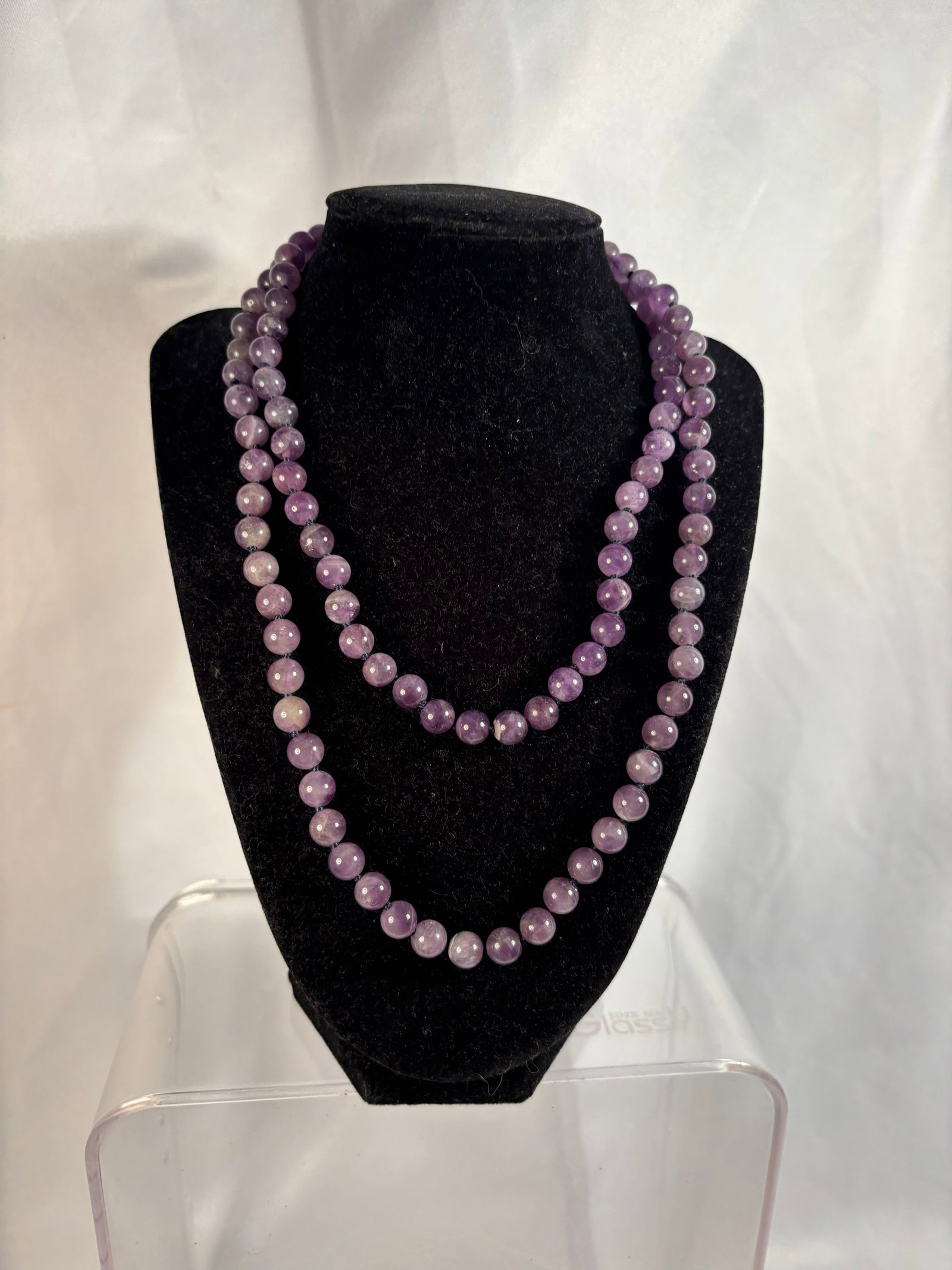 Long Amethyst Round Bead Necklace - 3