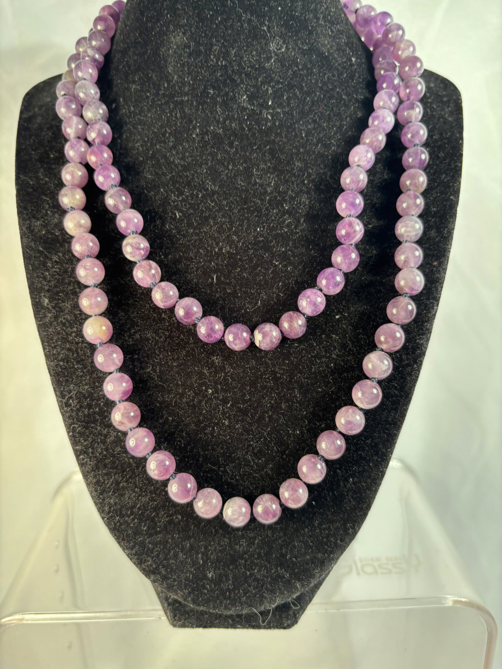 Long Amethyst Round Bead Necklace - 4