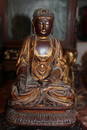 Antique Chinese wood gilt lacquer buddha