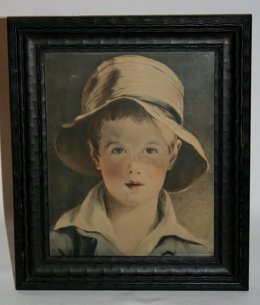 Thomas Sully Print: The Torn Hat, Pre-1922: Pre-1922 Thomas Sully print: The Torn Hat, in original antique Frame with label: “James Foster House of Art 213 S. State St., Ann Arbor, Mich.” Inscribed on paper backing, “Your Hal July 1922.��