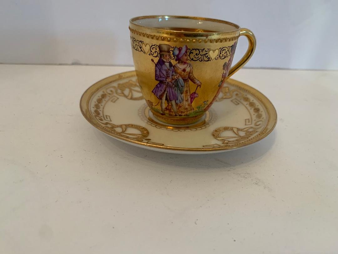 Hand painted Dresden cup & saucer (1 of 5)