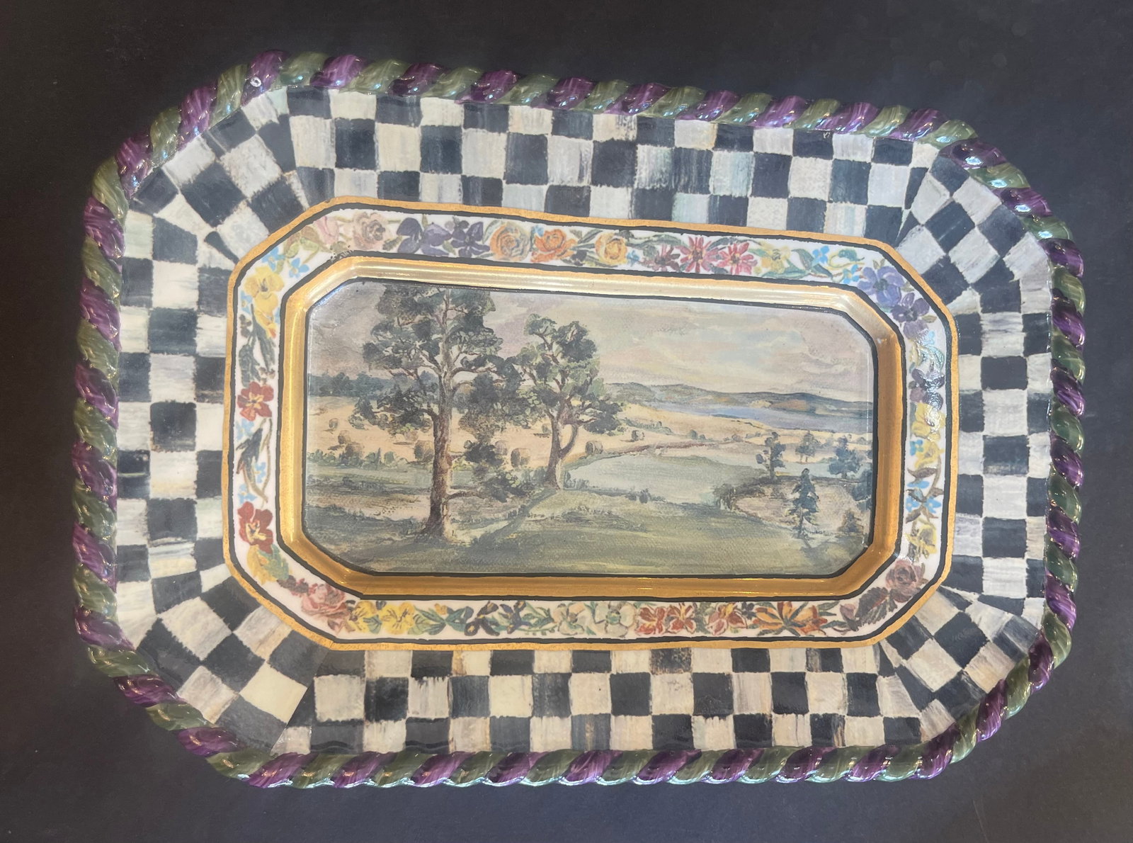 Vintage Mackenzie Childs MACLACHLAN 10 1/2" Serving Platter Serving Tray (1 of 2)