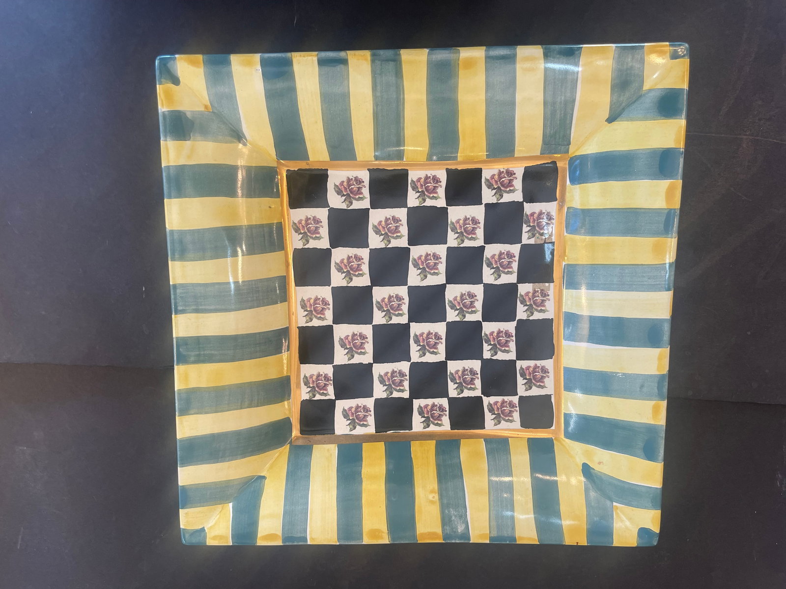 Vintage Mackenzie Childs Large Serving Cake Plate Tray (1 of 2)