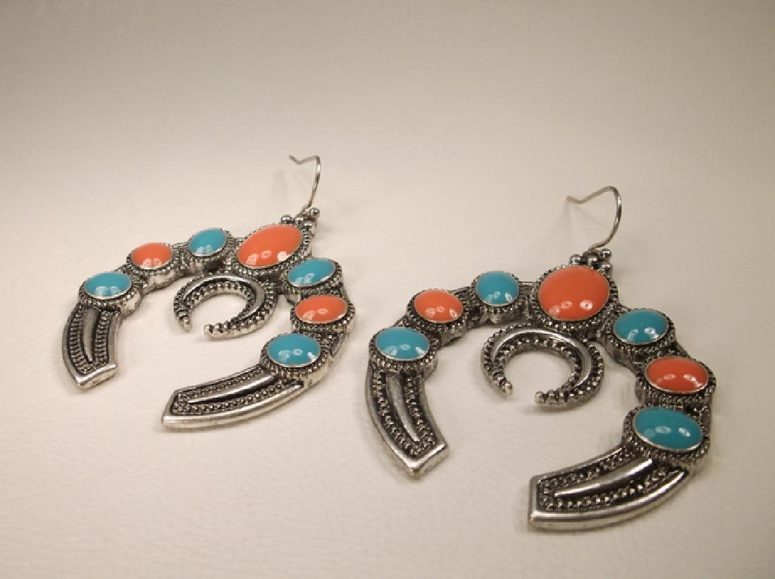 Stunning Large Enameled Southwestern Hook Earrings (1 of 3)