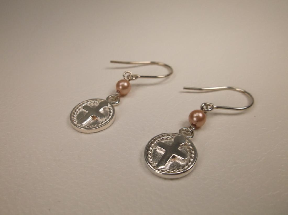 Gorgeous Sterling Silver Cross Pearl Drop & Dangle (1 of 3)