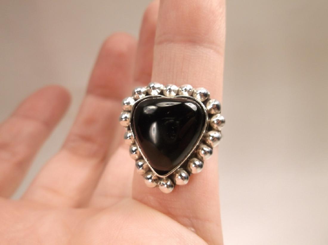 Gorgeous Vintage Sterling Silver Taxco Onyx Heart Ring (1 of 5)