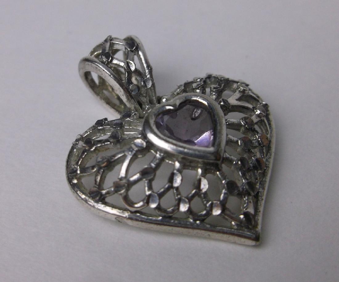 Gorgeous Sterling Silver Amethyst Heart Pendant (1 of 1)