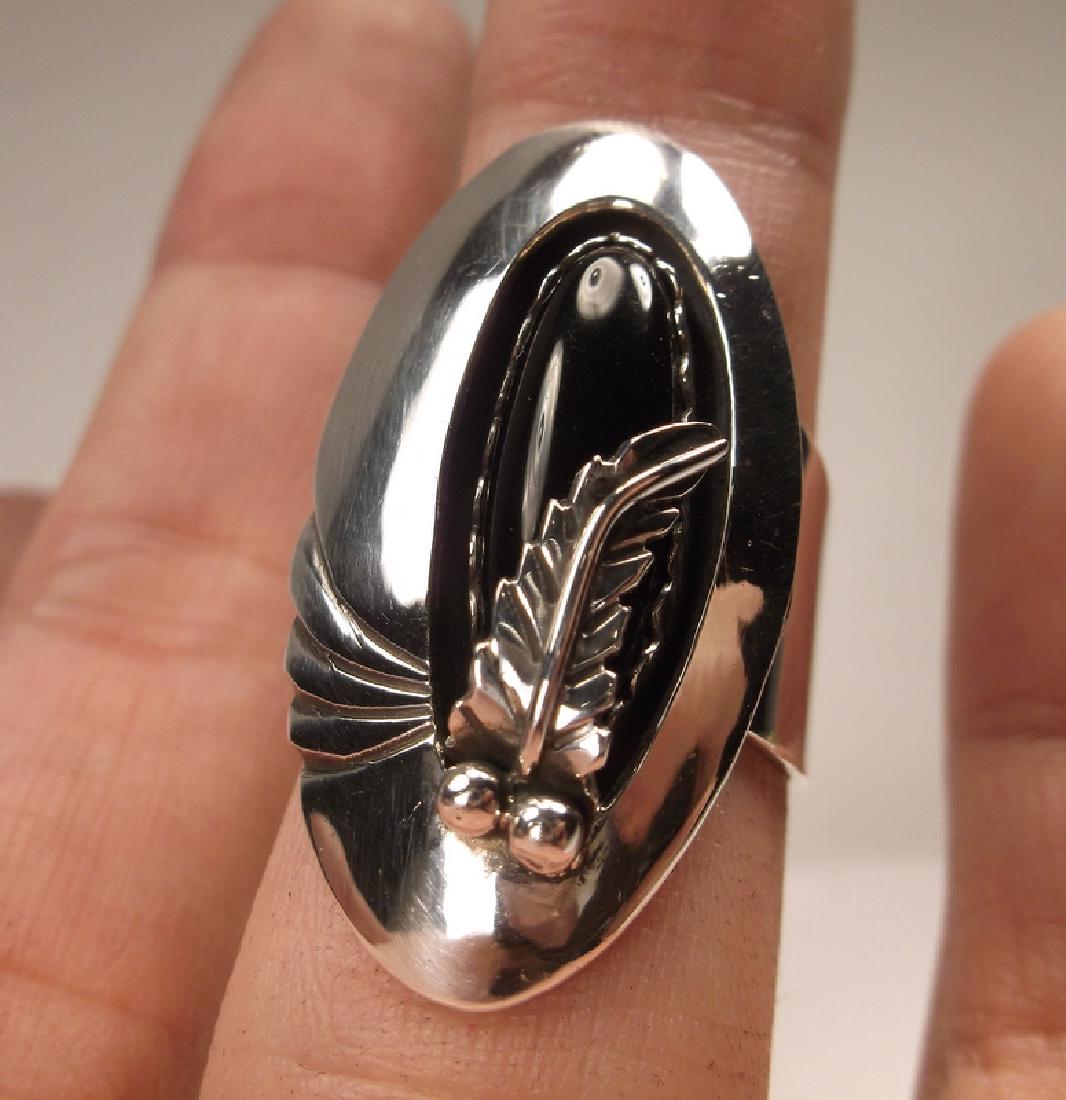 Huge Navajo Sterling Onyx Ring 9 Robert Johnson RMJ: Huge Stunning Sterling Silver Navajo Onyx Ring by Robert Johnson RMJ, Size 9 in excellent condition.