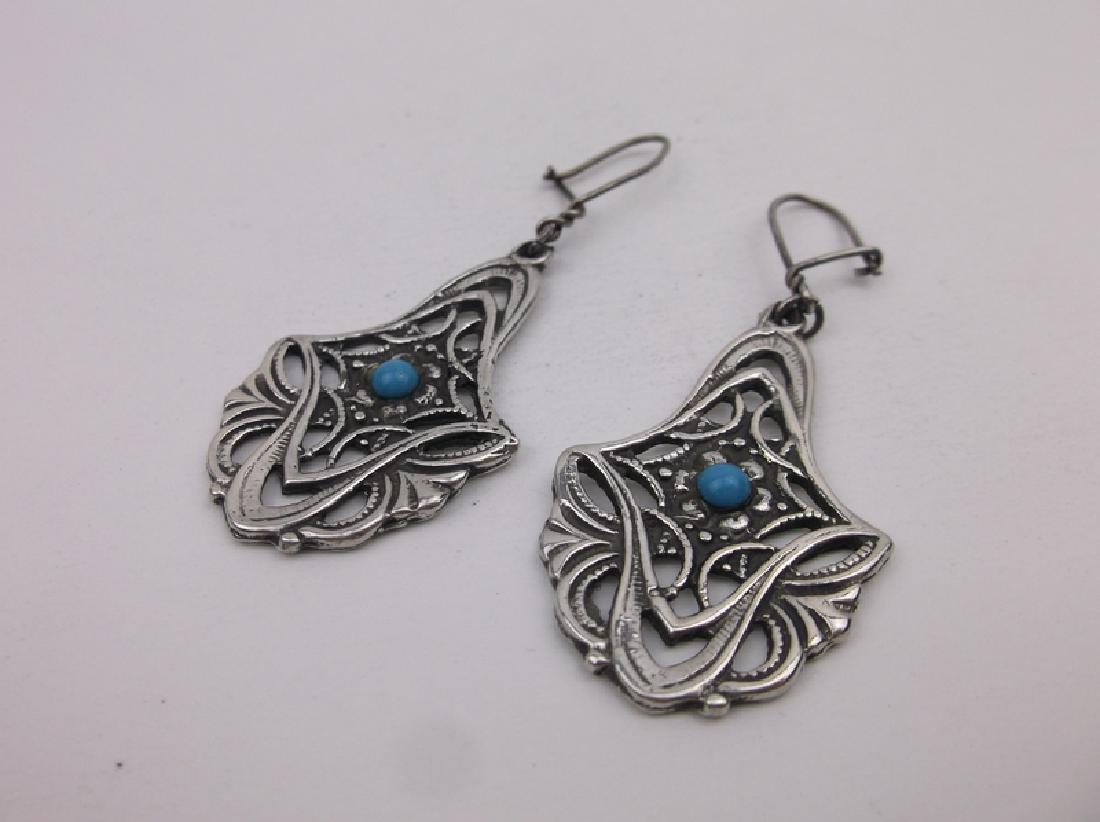 Gorgeous Large Sterling Silver Earrings Vint (1 of 1)