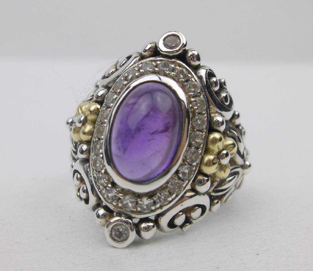 Barbara Bixby 18k Gold Sterling Ring 10 Topaz Ameth (1 of 5)