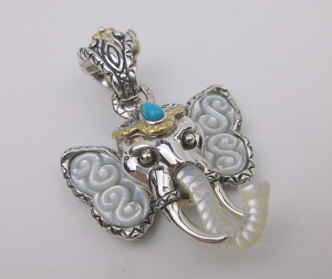 Barbara Bixby 18k Sterling Elephant Pendant Turquoise (1 of 4)