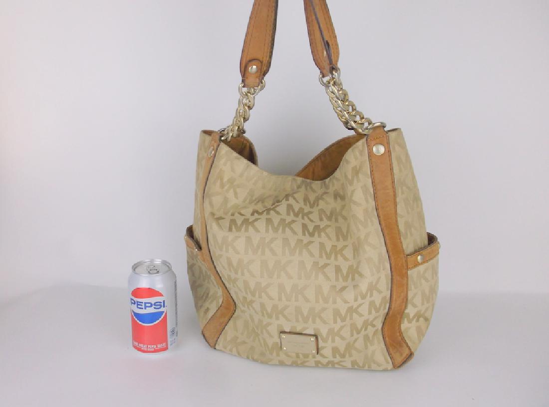 Large Leather Linen Michael Kors Handbag Purse (1 of 5)