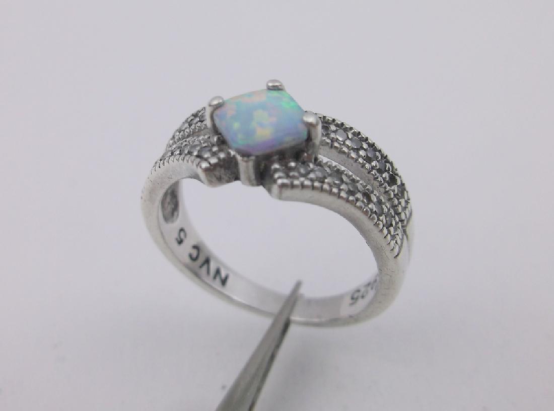 Stunning Sterling Silver Diamond Opal Ring 5.5 (1 of 2)