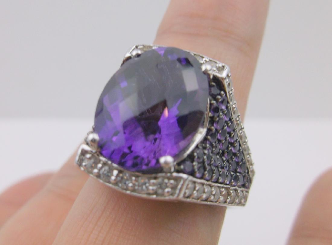 Huge Sterling Silver Amethyst Ring 10 Stunning (1 of 2)