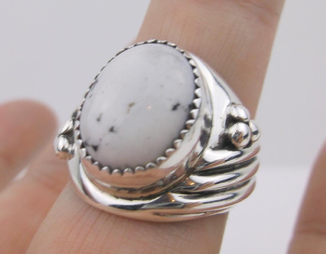Stunning Navajo Sterling Howlite Ring 9.25: Excellent Condition