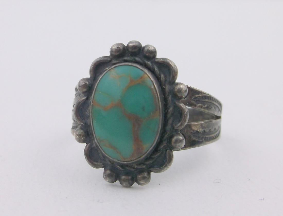 Signed Old Pawn Sterling Turquoise Ring 6 (1 of 4)