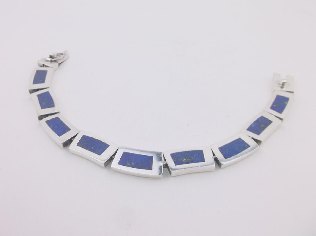Stunning Sterling Heavy Lapis Bracelet 8.25" Thick (1 of 4)