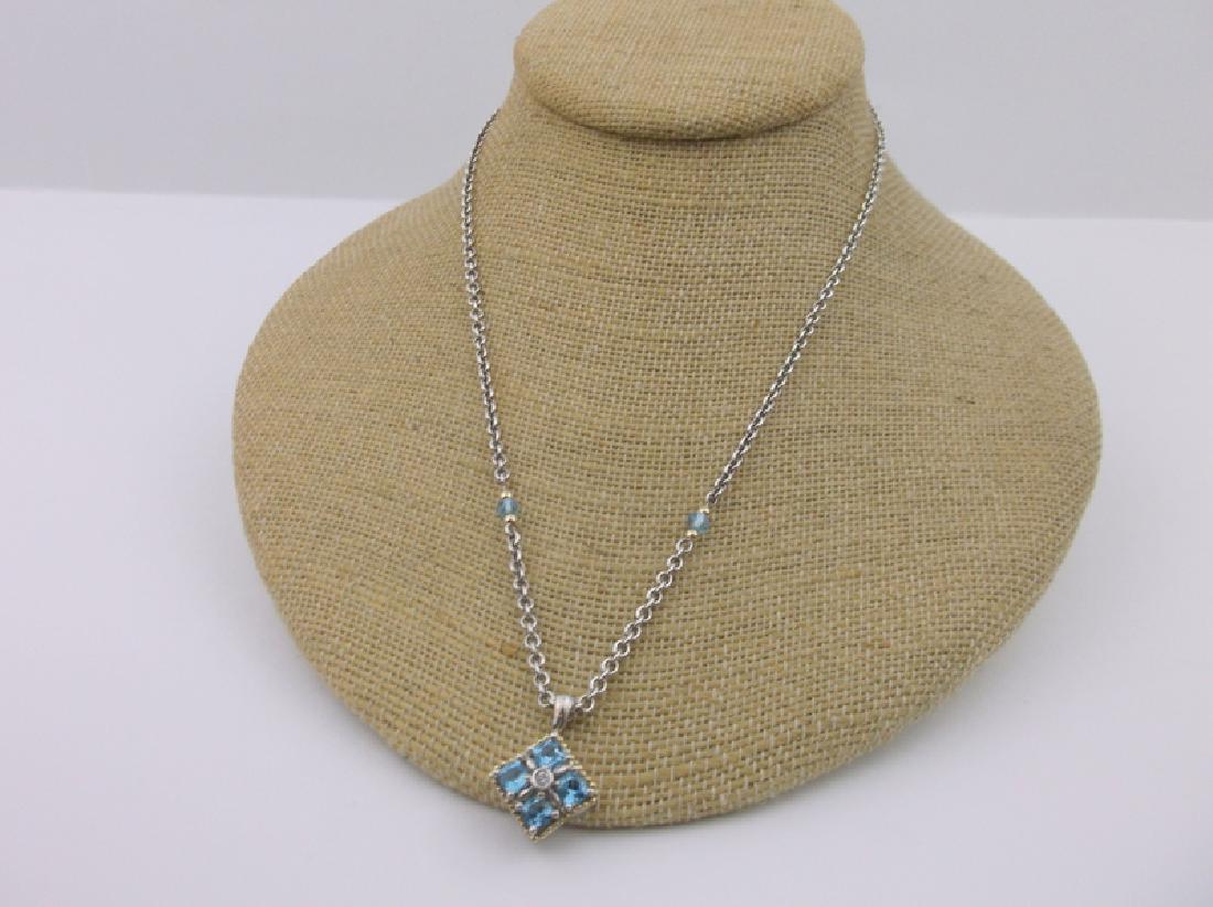 Lagos 18k Sterling Diamond Aquamarine Necklace 18" (1 of 7)