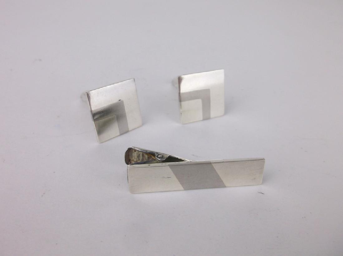 Stunning Sterling Silver Cufflinks Tie Bar Set (1 of 2)