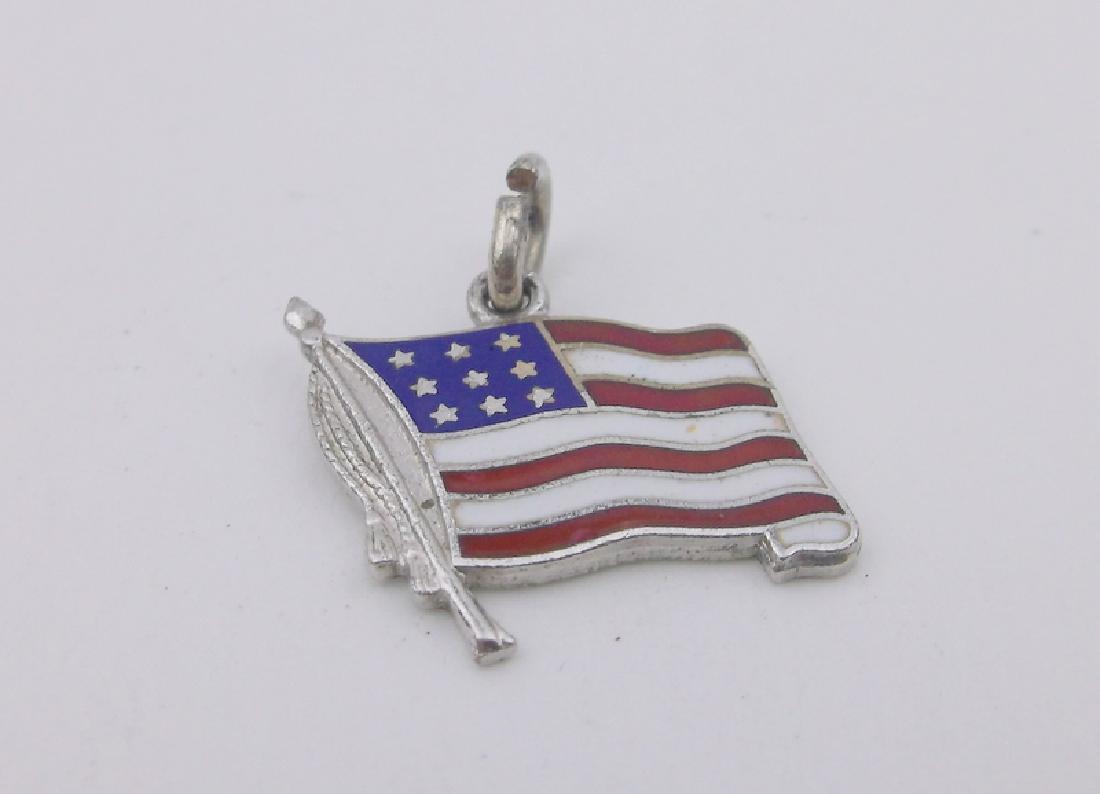 Stunning Antique Wells Sterling US Flag Charm: excellent condition