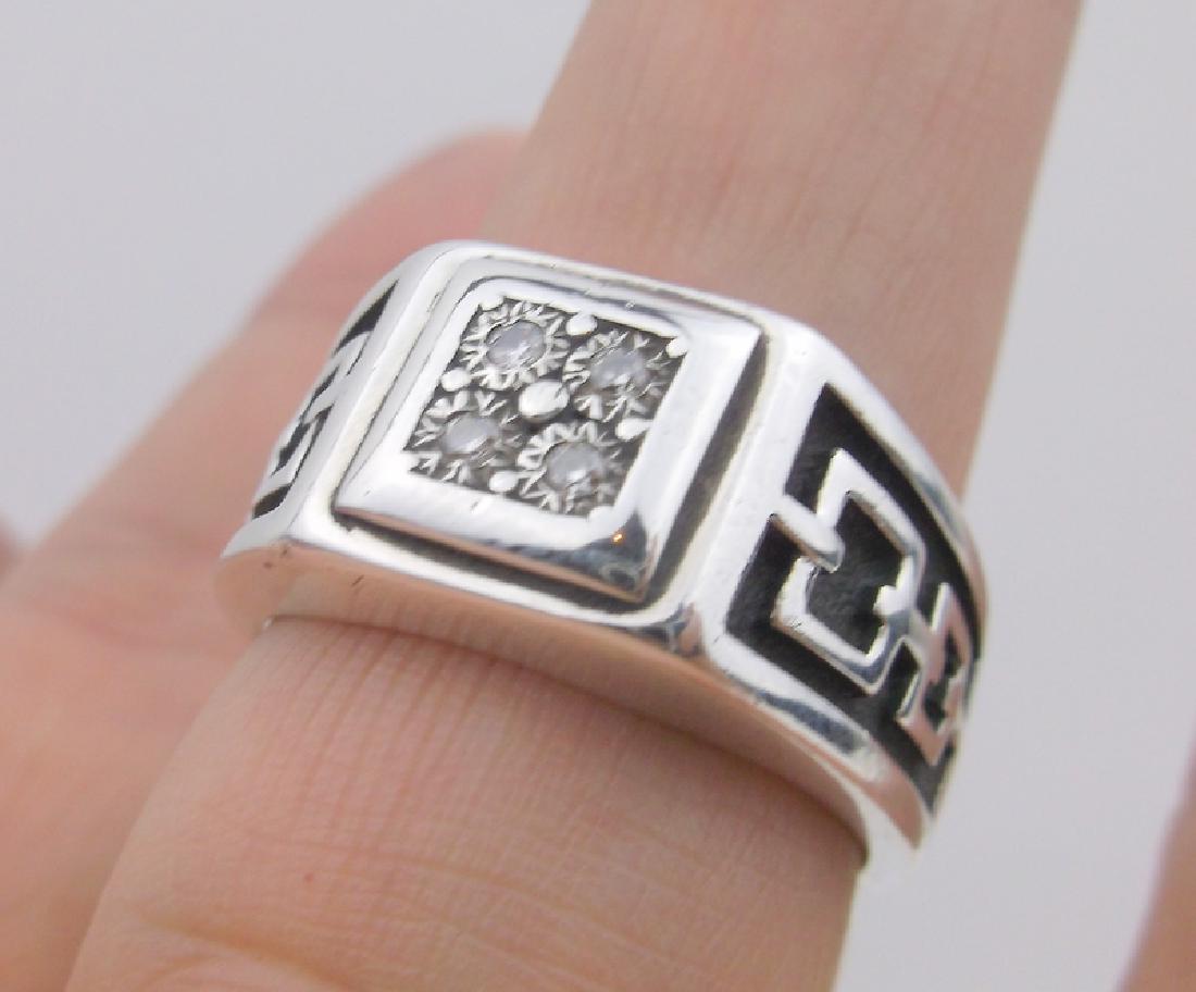 Stunning Mens Sterling Diamond Ring 9.5 Heavy (1 of 4)