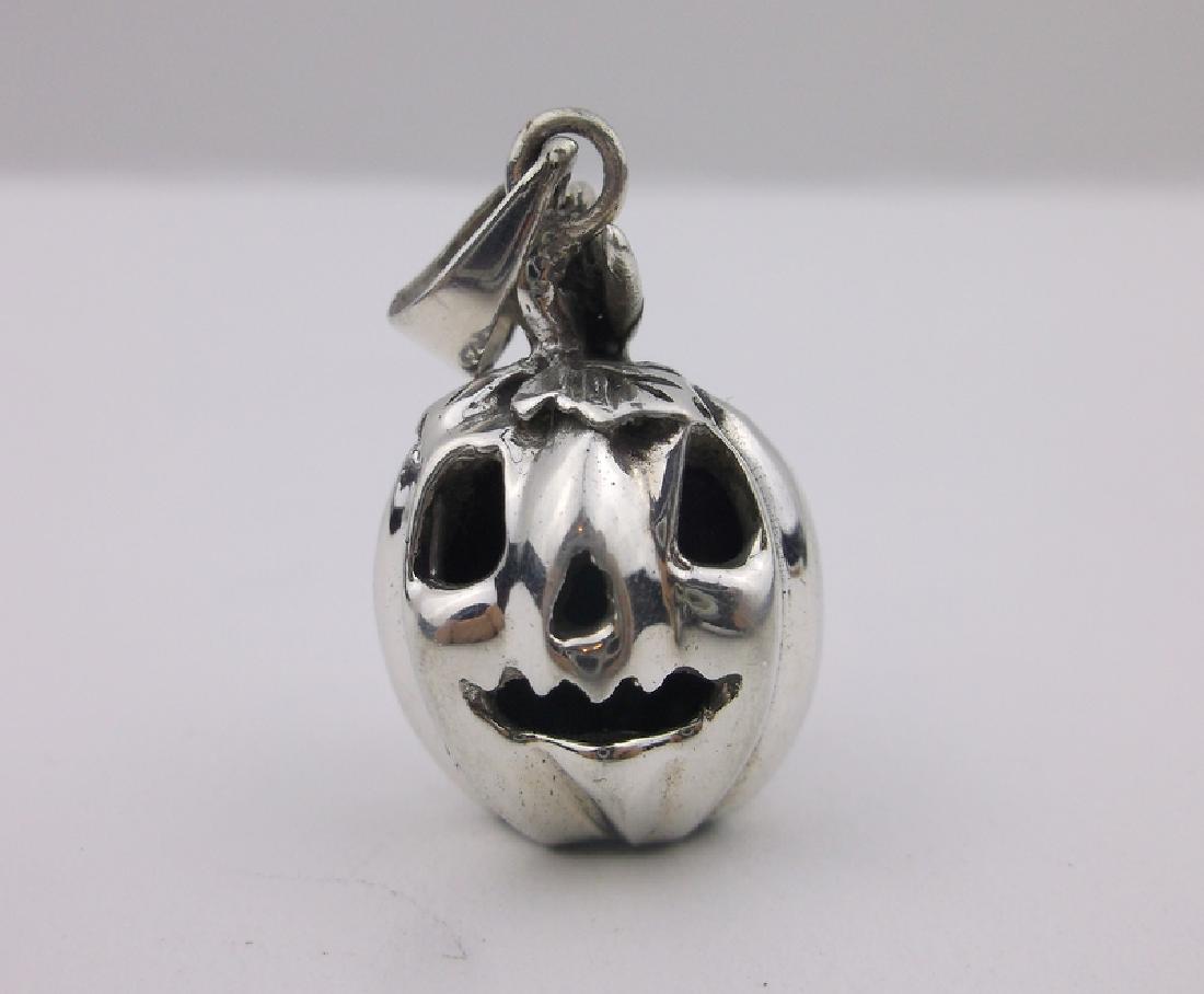 Stunning Heavy Sterling Jack O Lantern Pendant: excellent condition