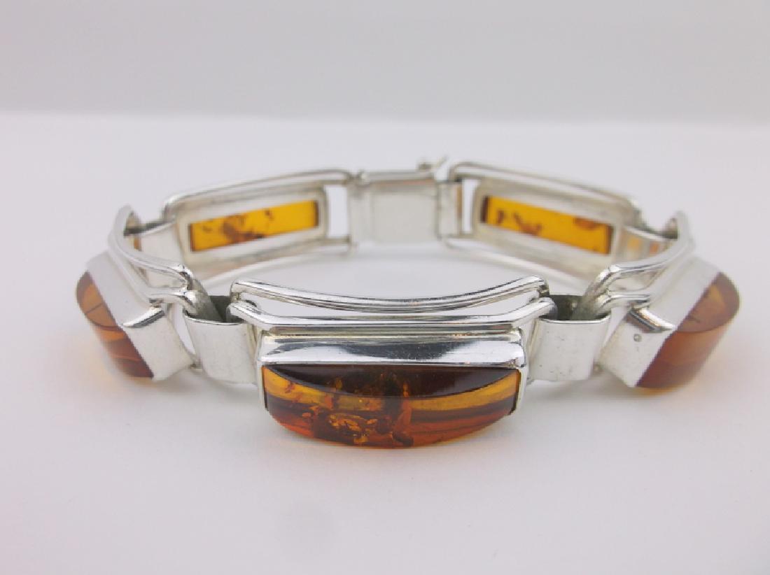 Stunning CB Sterling Silver Amber Bracelet Large (1 of 5)