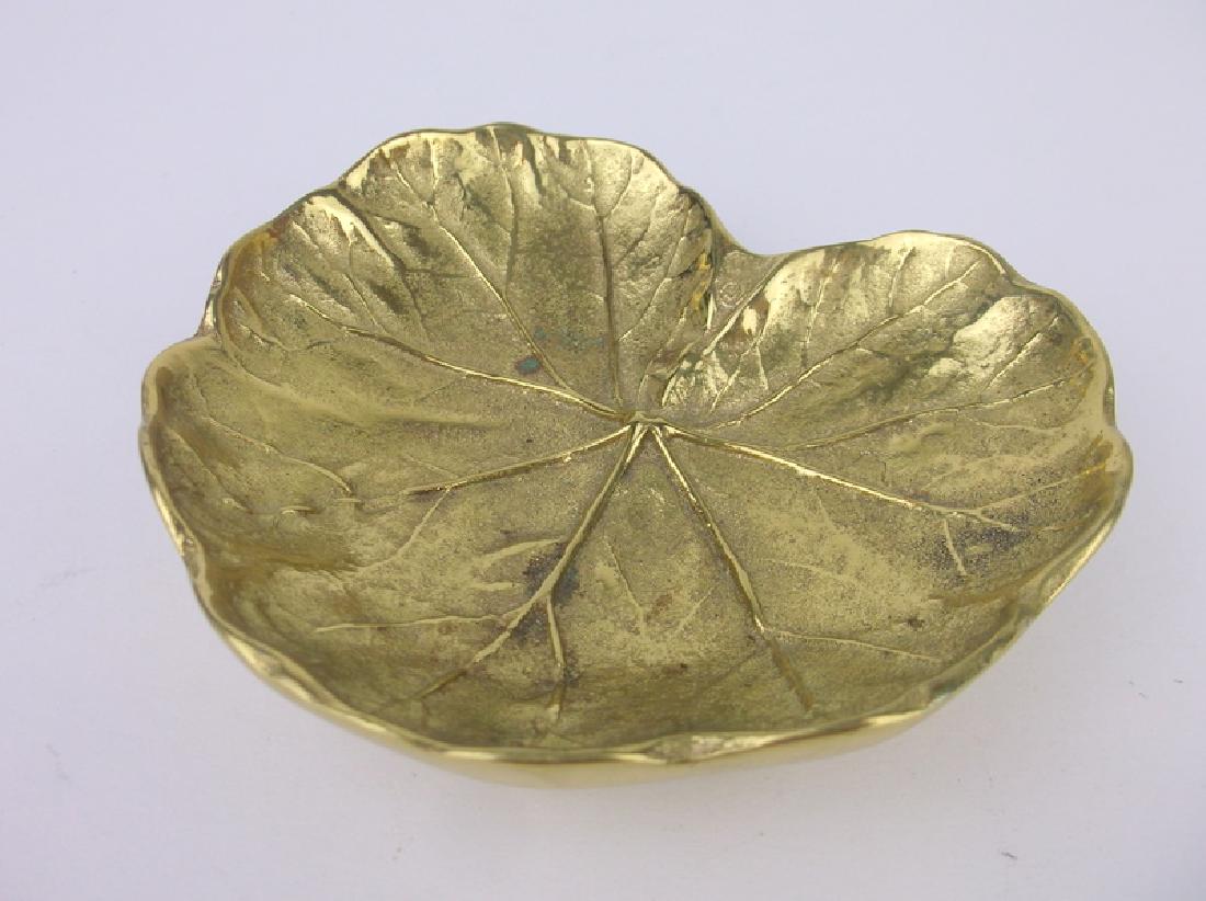 Stunning Antique VFM Bronze Geranium Dish: signed and dated, excellent condition