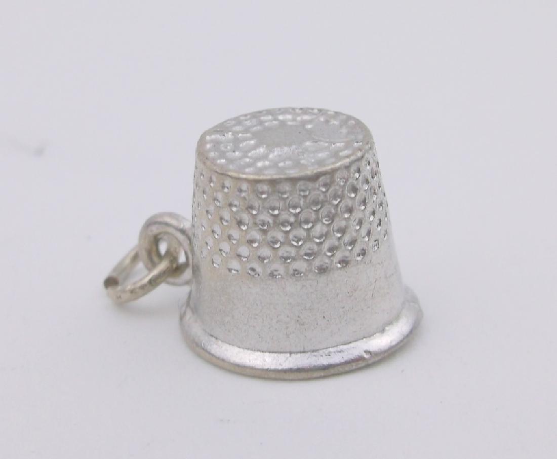 Stunn Antique Sterling Sewing Thimble Pendant Large: excellent condition