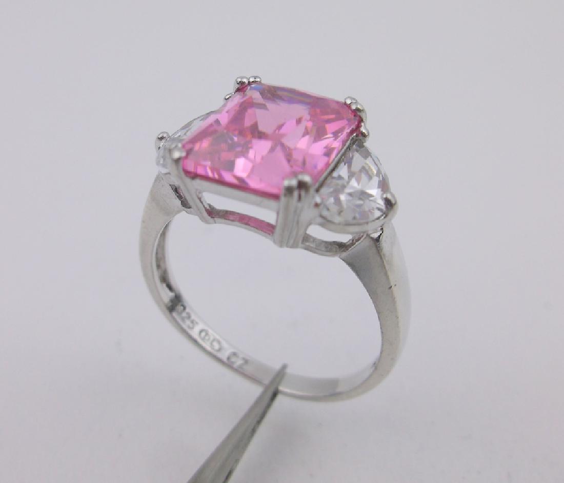Stunning Sterling Silver Pink Stone Ring 8 (1 of 2)
