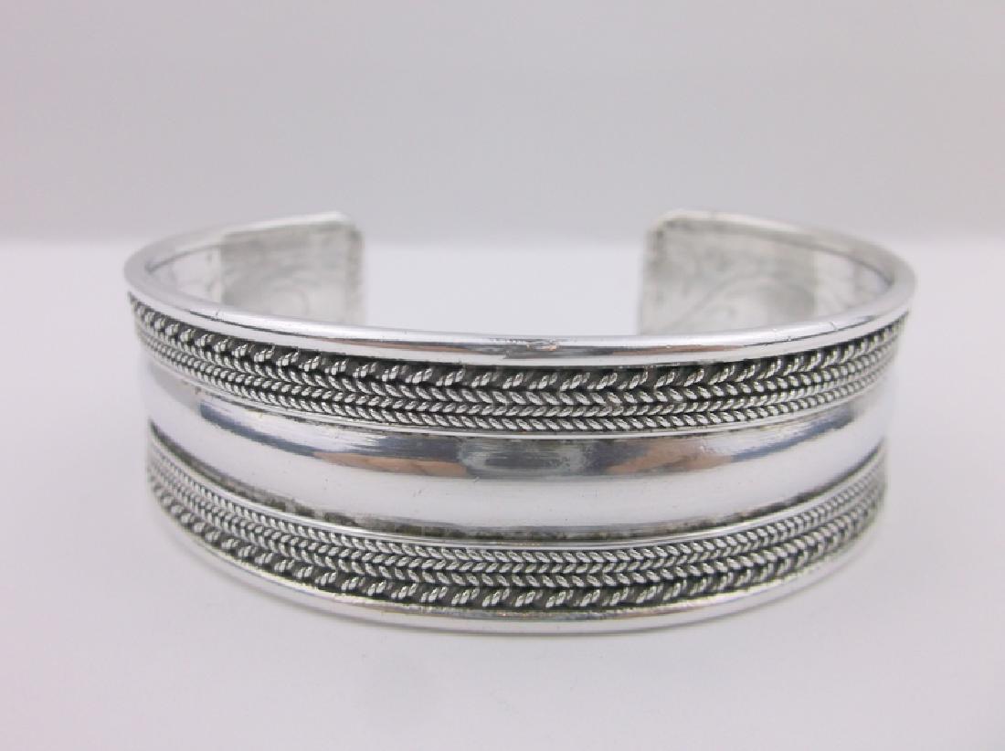 Stunning Heavy Sterling Silver Thick Cuff Bracelet (1 of 5)