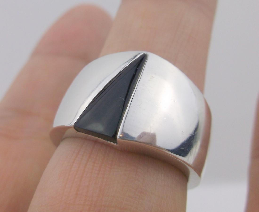 Stunning Sterling Silver Mens Onyx Ring 9 Abstract (1 of 2)