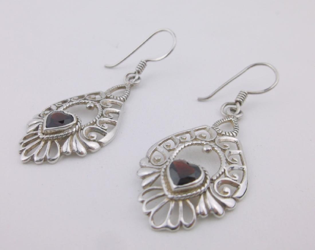 Stunning Sterling Silver Garnet Earrings Drop (1 of 1)