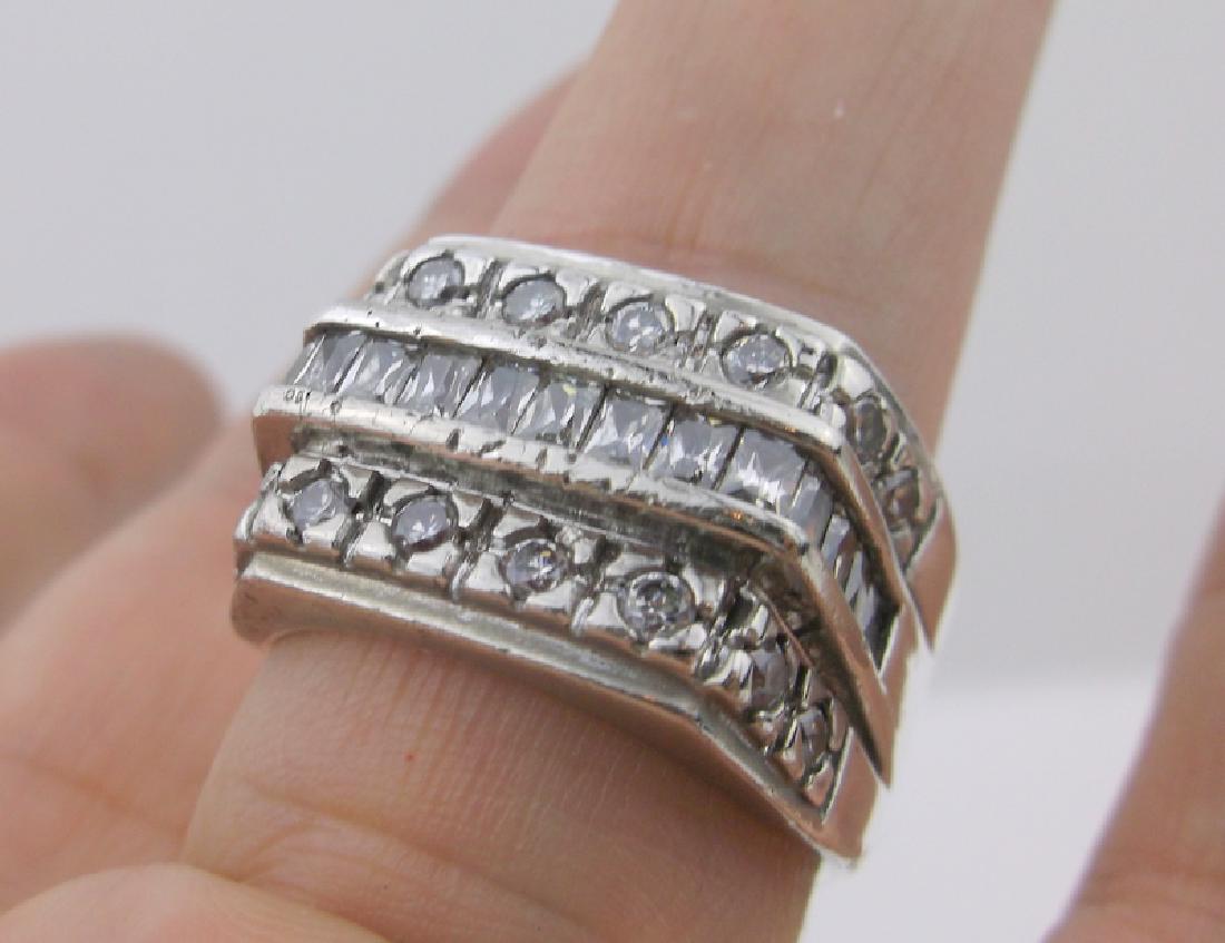 Gorgeous Large Sterling Mens Ring 11 White Stone (1 of 3)