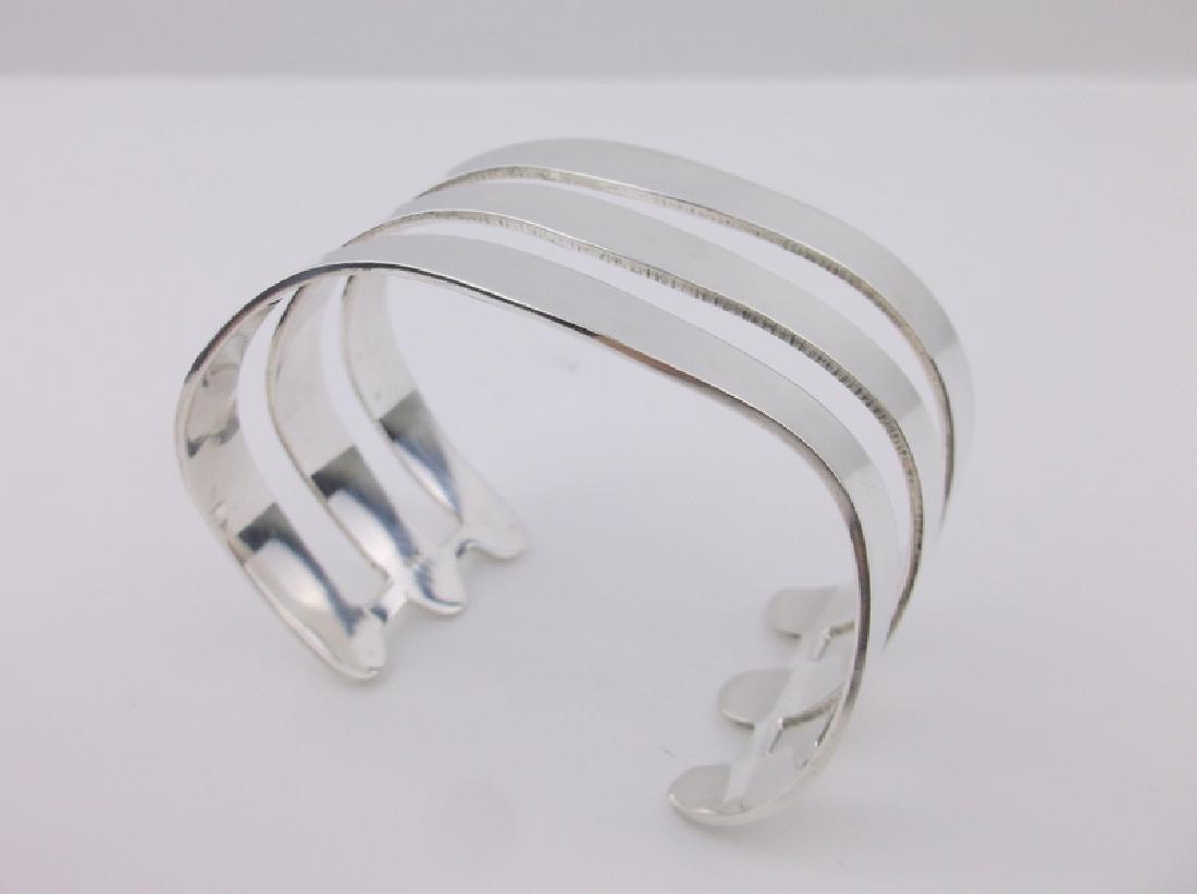 Huge Sterling Silver 3 Row Cuff Bracelet Stunning (1 of 5)