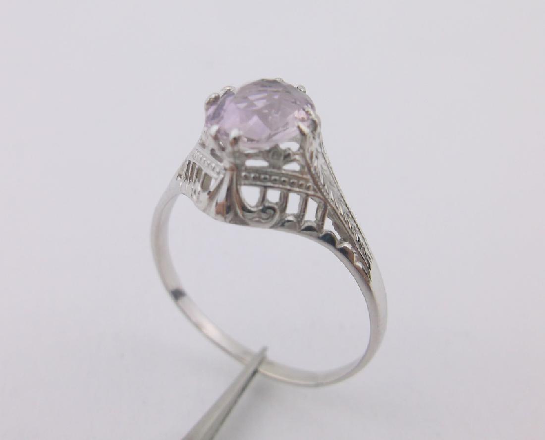 Stunn Antique 10k White Gold 1ct Amethyst Ring 8 (1 of 5)
