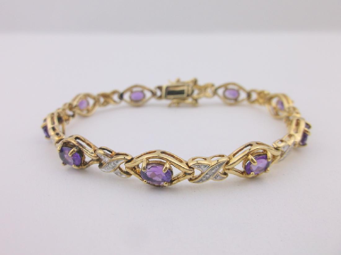 Stunning Gold Over Sterling Amethyst Diamond Bracelet (1 of 2)