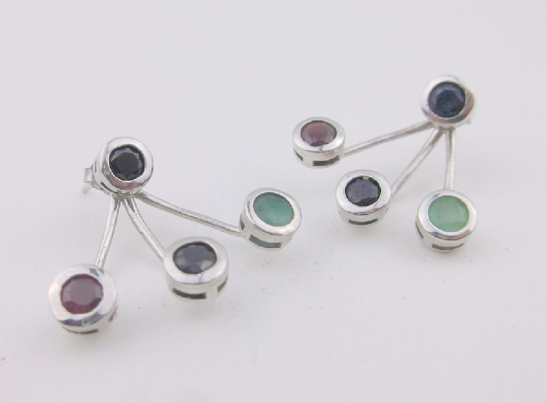 Stunning Sterling Emerald Ruby Sapphire Earrings (1 of 2)