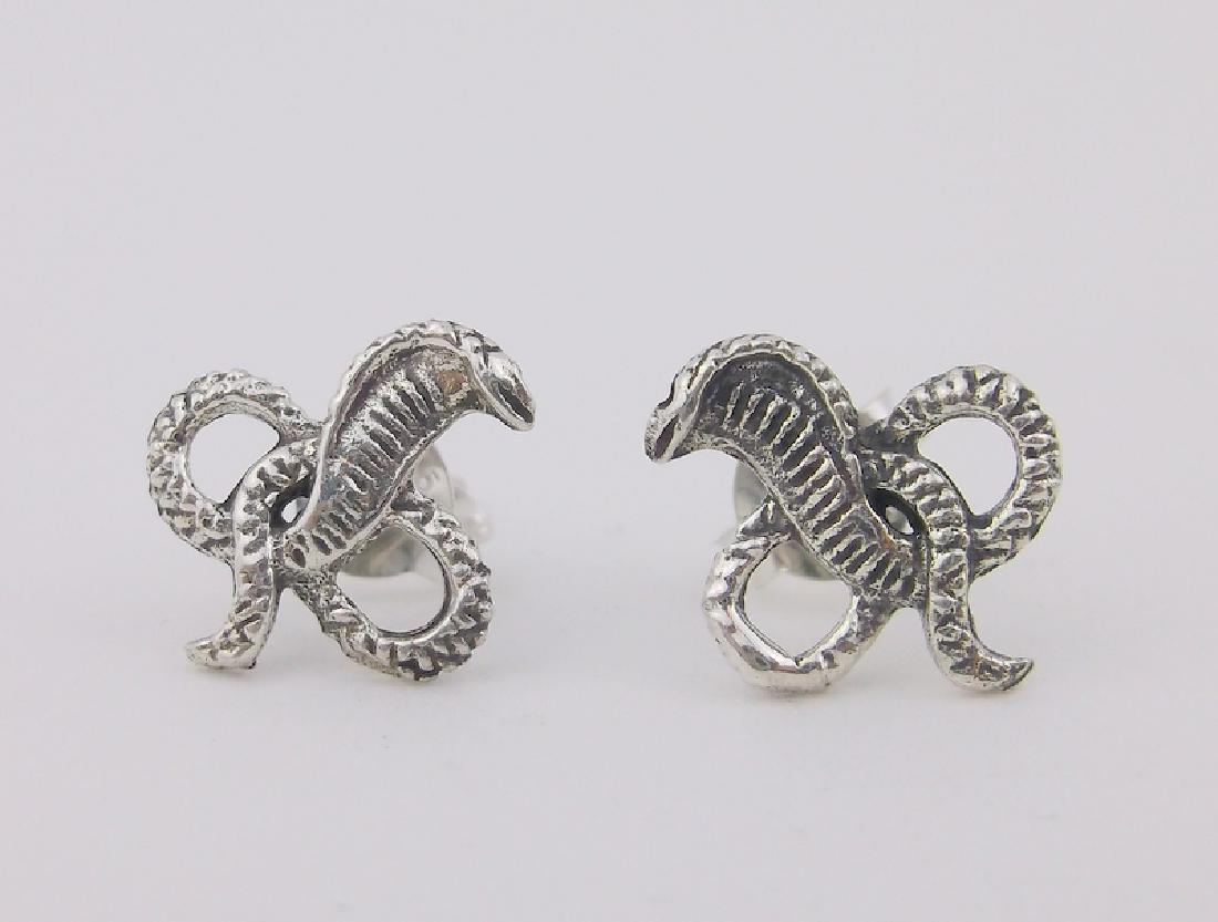 Stunning Sterling Silver Snake Stud Earrings (1 of 1)