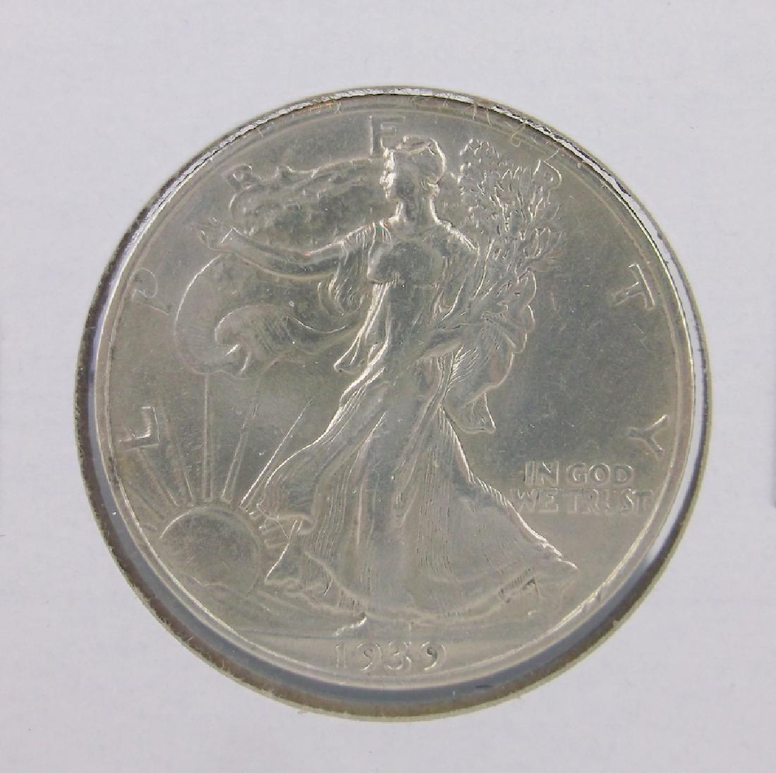 1939 US Silver Walking Liberty Half Dollar (1 of 2)