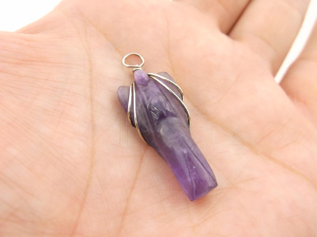 Stunning Sterling Carved Amethyst Pendant Angel (1 of 2)