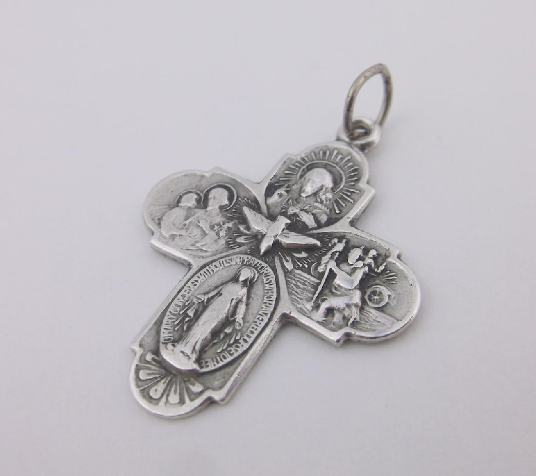 Gorgeous Antique Sterling Catholic Cross Pendant: excellent condition
