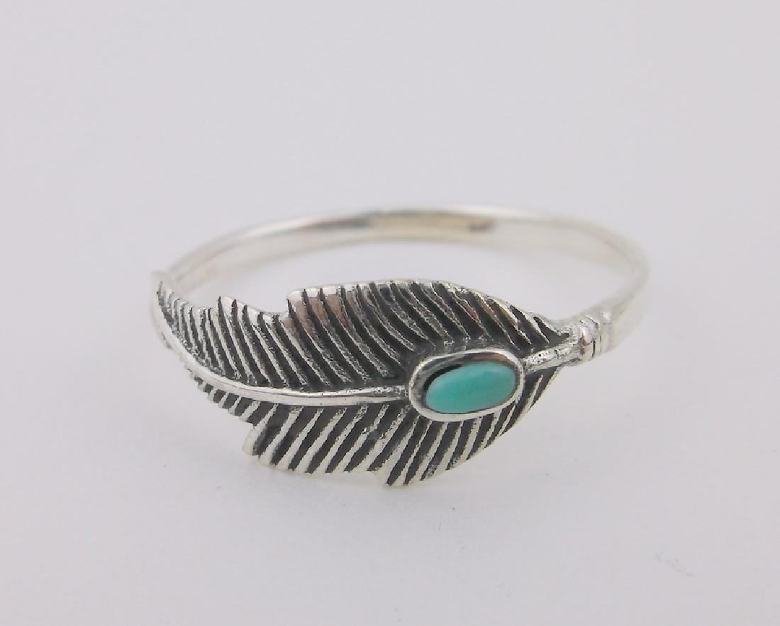 Stunning Sterling Turquoise Feather Ring 8 (1 of 1)