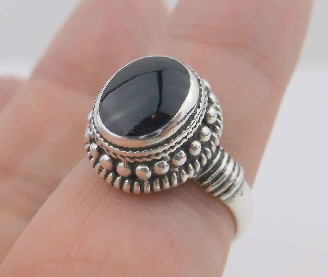 Stunning Bali Sterling Silver Onyx Ring 5.5 (1 of 2)