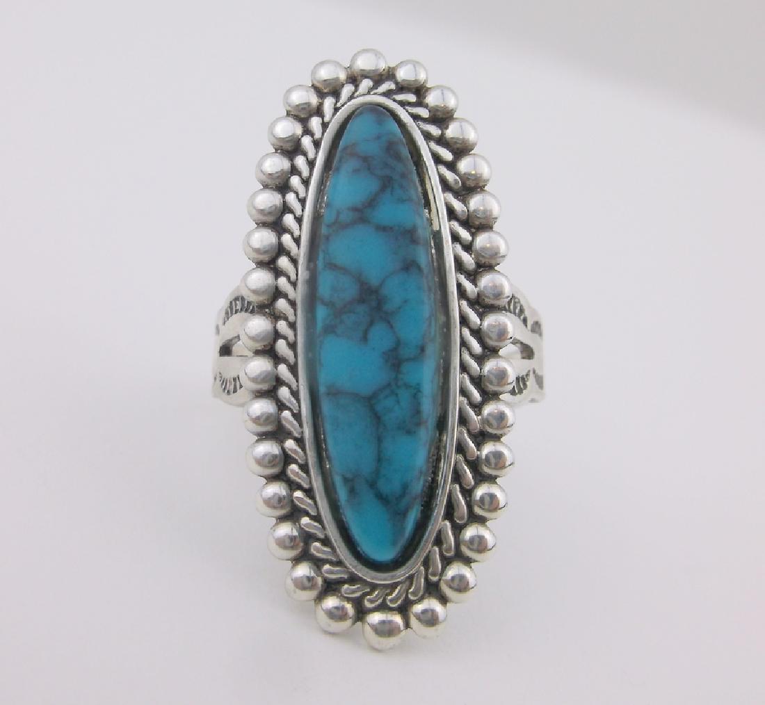 Old Pawn Sterling Turquoise Ring 8 Stunning (1 of 3)
