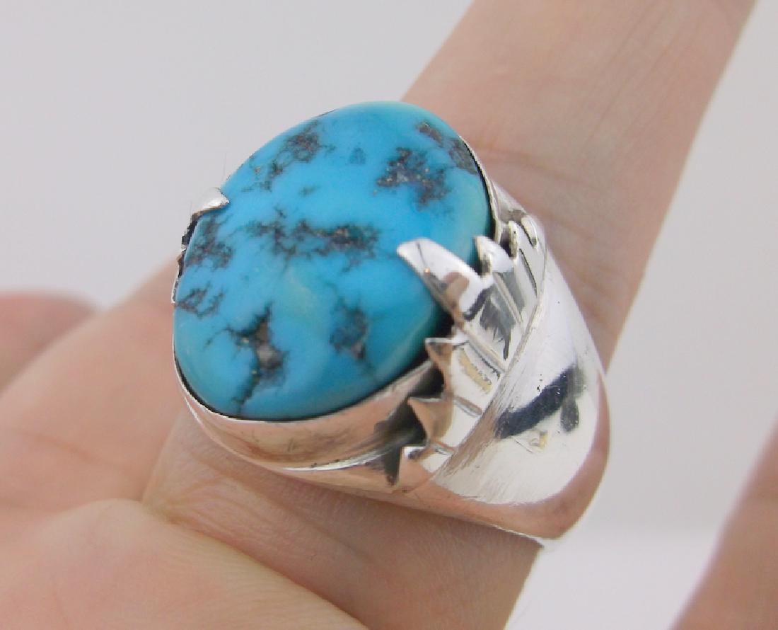 Huge Zuni Sterling Turquoise Mens Ring 12 GF Stunning (1 of 5)