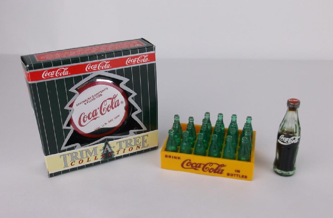 Vintage Coca Cola Miniatures & Ornament: vintage bottle miniatures and bottle cap Christmas ornament, excellent condition