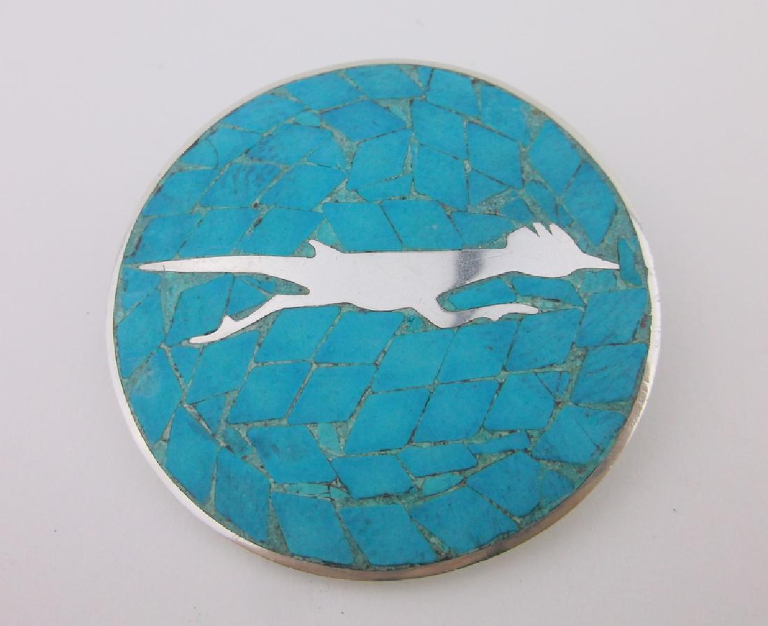 Hector Big Navajo Sterling Turquoise Pendant Brooch: Stunning Big Vintage Navajo Sterling Silver Turquoise Roadrunner Pendant brooch by Hector, excellent condition