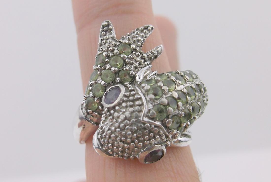 Stunning Sterling Peridot Amethyst Koi Fish Ring 7 (1 of 3)